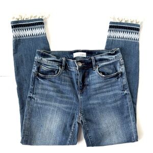 LOFT Tassel Hem Embroidered Boho Modern Skinny‎ Ankle Jeans Size 27 / 4